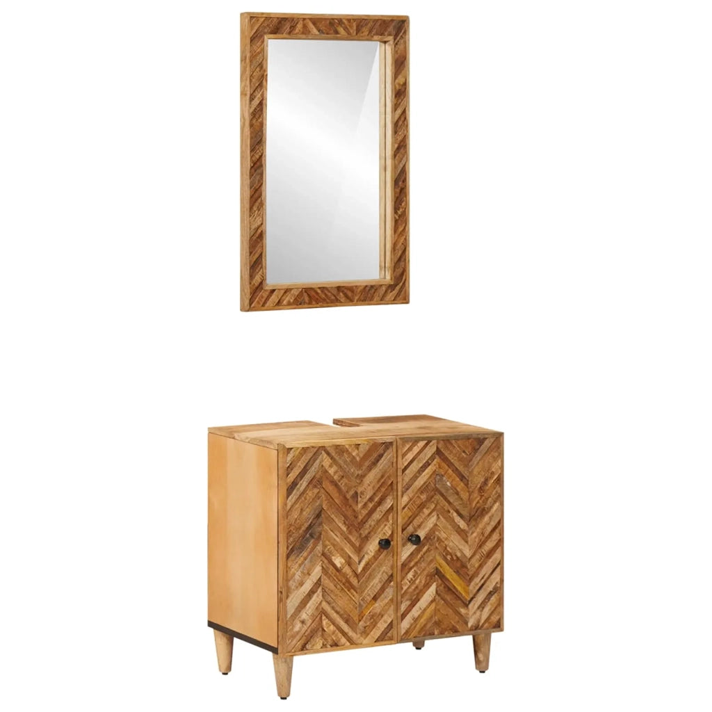 Set di Armadi da Bagno con porta 2 pcs Legno di mango massello 3310177