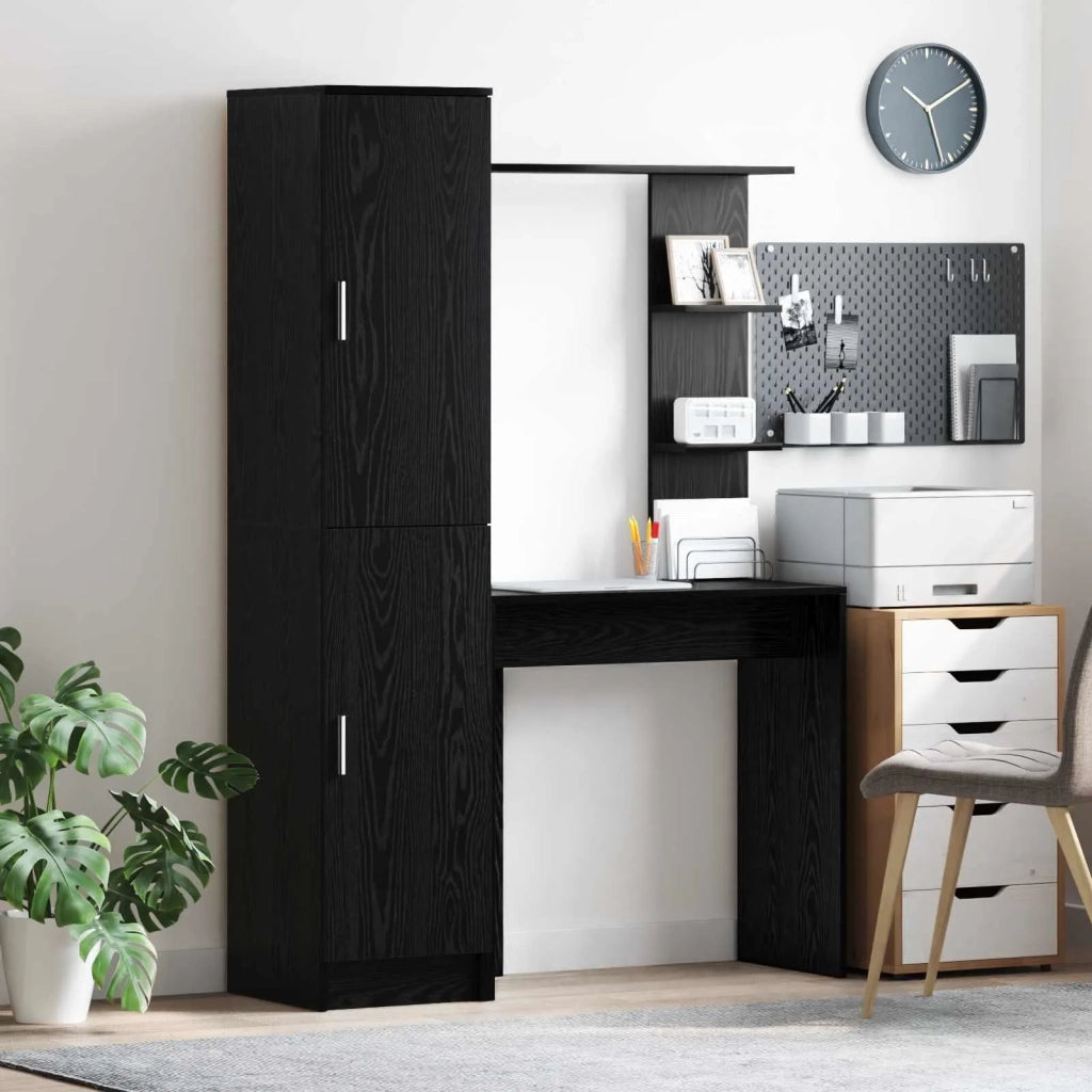 Scrivania | Tavolo da Ufficio 2 pz Rovere Nero