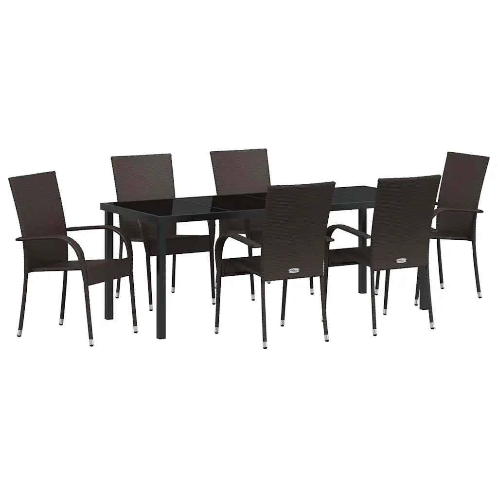 Set da Pranzo per Giardino 7 pcs Marrone 3379399