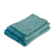 Set Asciugamani Bagno 3 Pezzi in Cotone 100% 430 GSM, Telo Doccia 70x140 cm, Asciugamano Viso 50x100 cm e Ospite 40x50 cm, Effetto Popcorn Morbido e Assorbente Opale-Petrolio