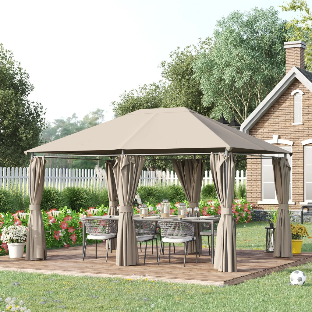 Gazebo per giardino ¨C zephmum ¨C 4x3x2.72 m colore kaki