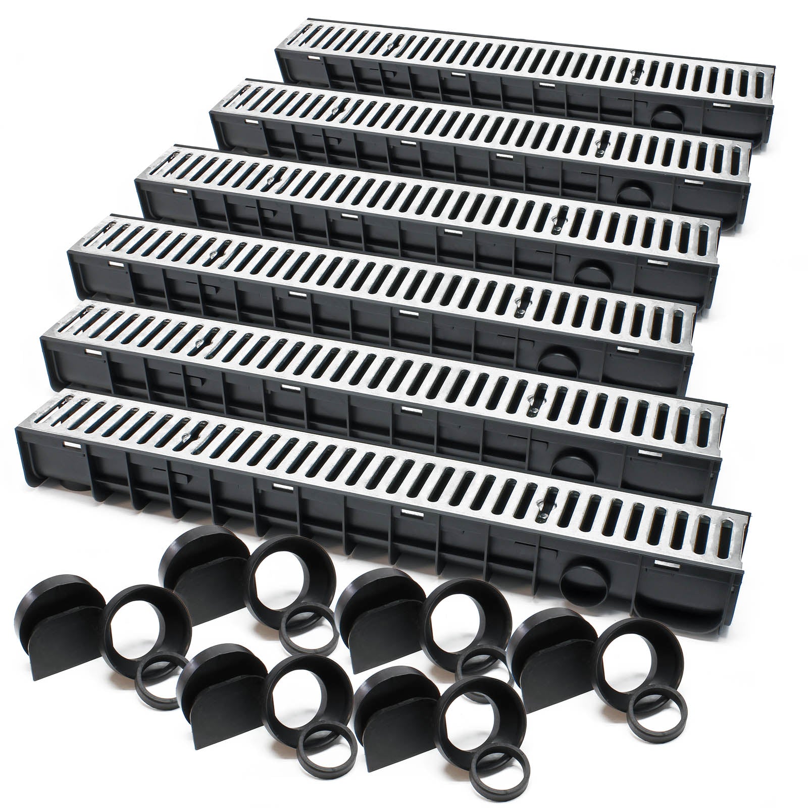 Canale di scolo 6x1m con griglia per scarico acqua 1,5t Canaletta di drenaggio