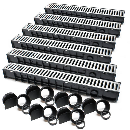 Canale di scolo 6x1m con griglia per scarico acqua 1,5t Canaletta di drenaggio