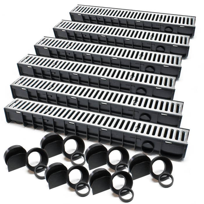 Canale di scolo 6x1m con griglia per scarico acqua 1,5t Canaletta di drenaggio