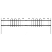 Recinzione da Giardino con Parte Superiore ad Anello in Acciaio 337x60 cm Nero 277639