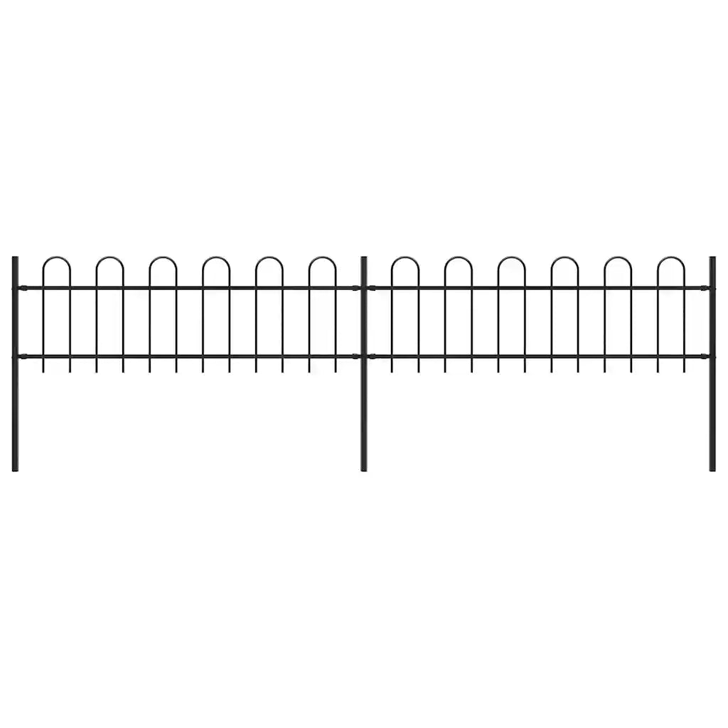 Recinzione da Giardino con Parte Superiore ad Anello in Acciaio 337x60 cm Nero 277639