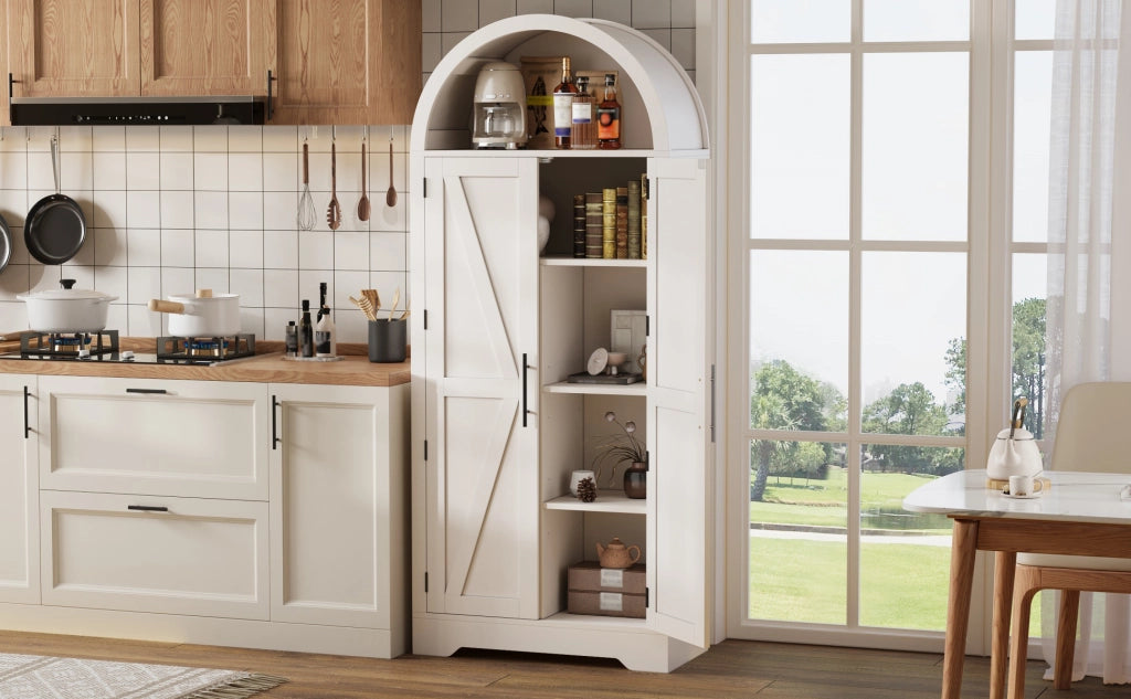 Credenza con vano aperto e ripiani regolabili - in MDF - 75×35×170 cm - bianco