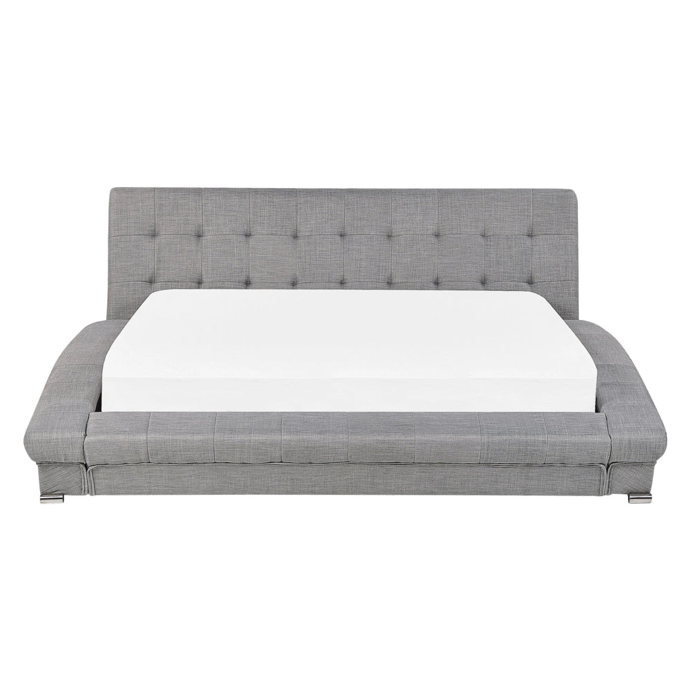 Letto in tessuto grigio 160 x 200 cm telaio ad arco con base a doghe testiera capitonné