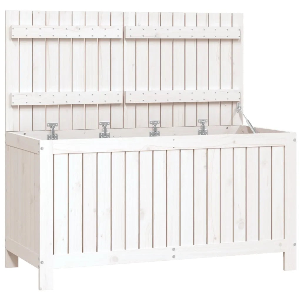 Contenitore da Giardino Bianco 121x55x64 cm Legno Massello Pino CFW4929094