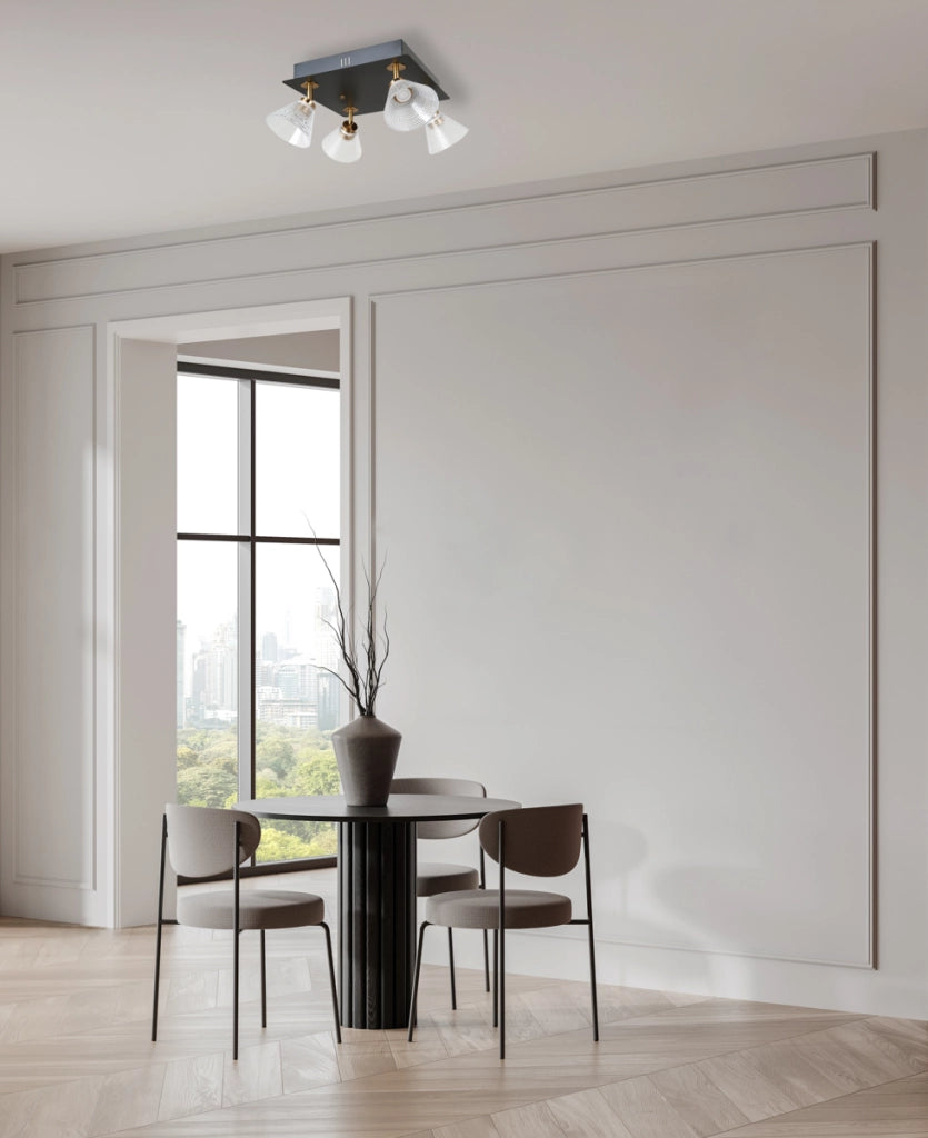 Plafoniera quadrata nera ORELLA vetro LED 16W Italux