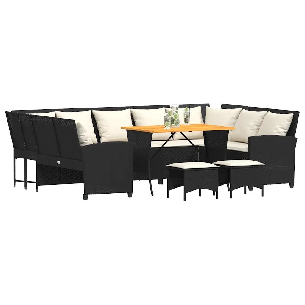 Set Divani da Giardino 4 pz con Cuscini Nero in Polyrattan 3365338