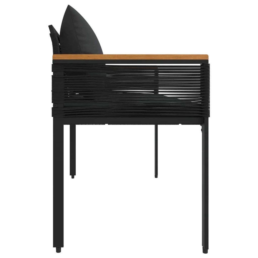 Panchina da esterno Nero 117 x 54 x 74.5 cm polyrattan