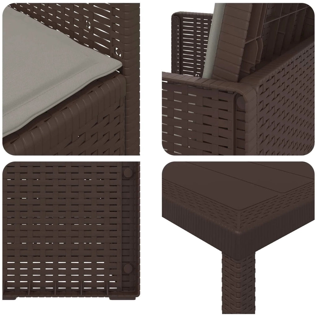 Set da Pranzo per Giardino 7 pcs Marrone e Grigio Chiaro PP 3430078