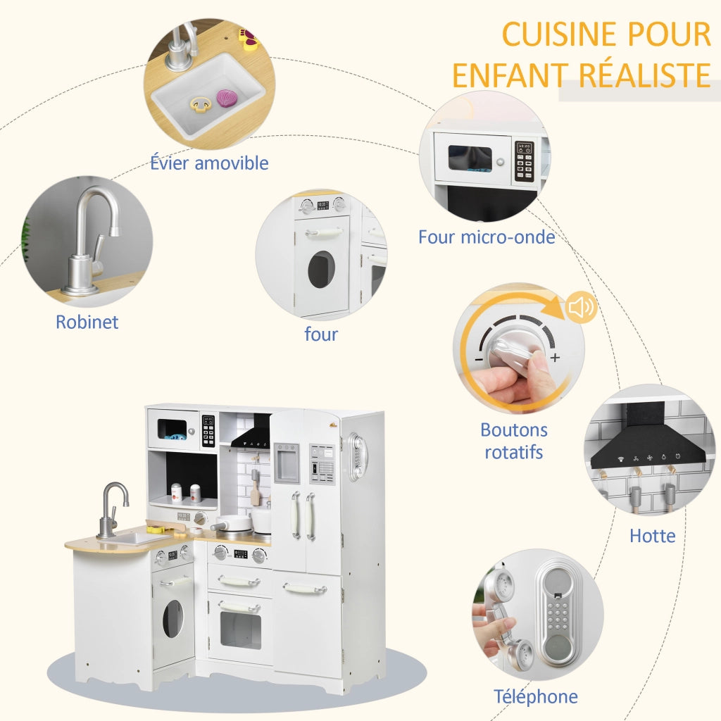 Cucina Giocattolo per Bambini ¨C zephmum ¨C Bianco 80x40x100 cm