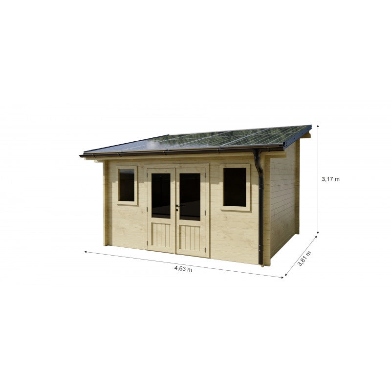 Casetta da giardino in legno 380x349 cm con fotovoltaico 4kW  Pareti 42 mm  8 pannelli fotovoltaici  LB4037.02 Foresta