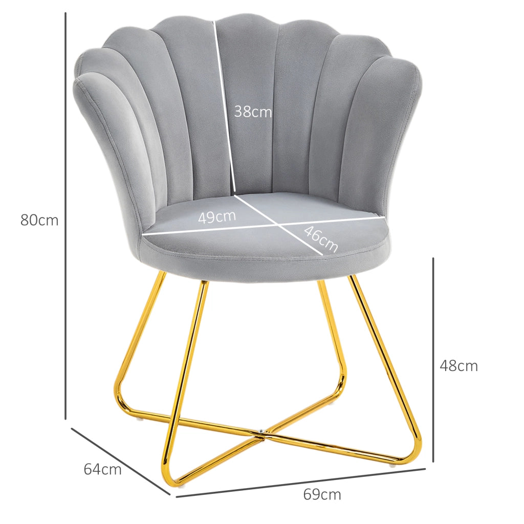 Poltrona in velluto con gambe in metallo ¨C zephmum ¨C grigio 69x64x80 cm