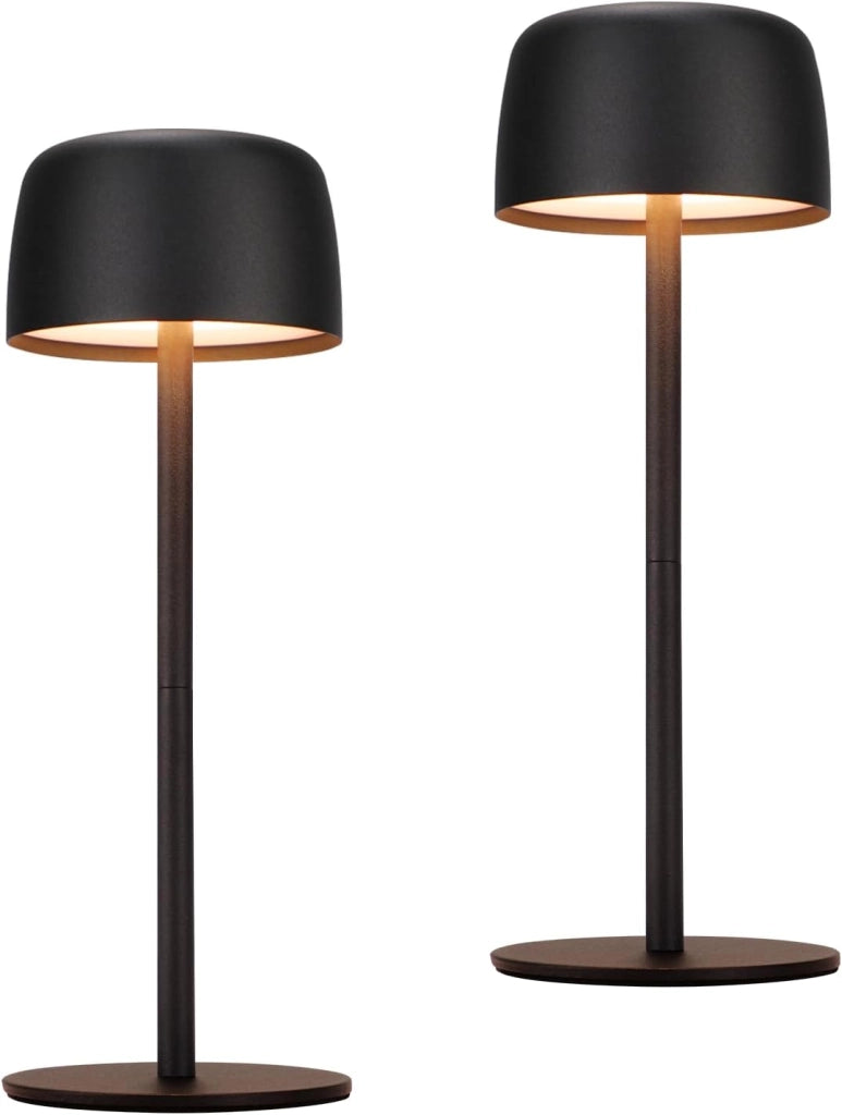 ZMH Lampada da tavolo LED set 2 pezzi nera wireless dimmerabile 3 temperature per camera letto soggiorno