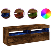 Mobili Porta TV con Luci LED 2 pz | Armadietto TV | Mobile Porta TV Rovere Fumo 60x35x40 cm