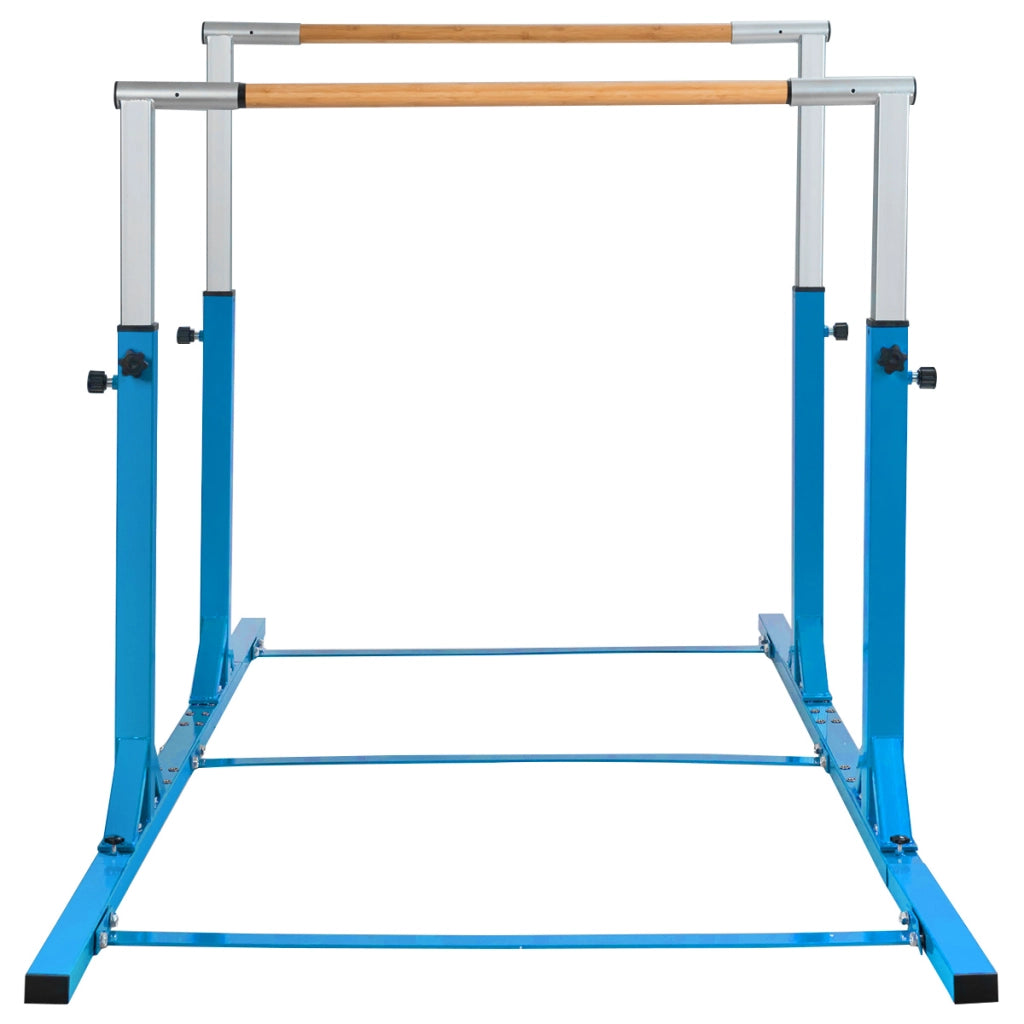Parallele doppie per ginnastica con larghezza e altezza regolabili portata 100kg, Sbarre allenamento per bambini Blu