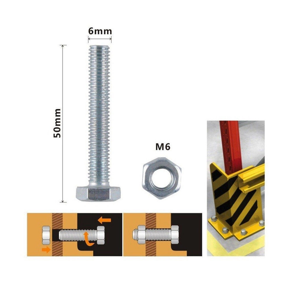 Trade Shop - Set 5 Pz Vite Viti Per Esterno A Testa Esagonali 6x50 Mm Con Dadi Dado M6 90918 -