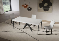 Consolle Allungabile 90-196x40x77 cm Saki Small Premium Bianco Frassino Gambe Antracite