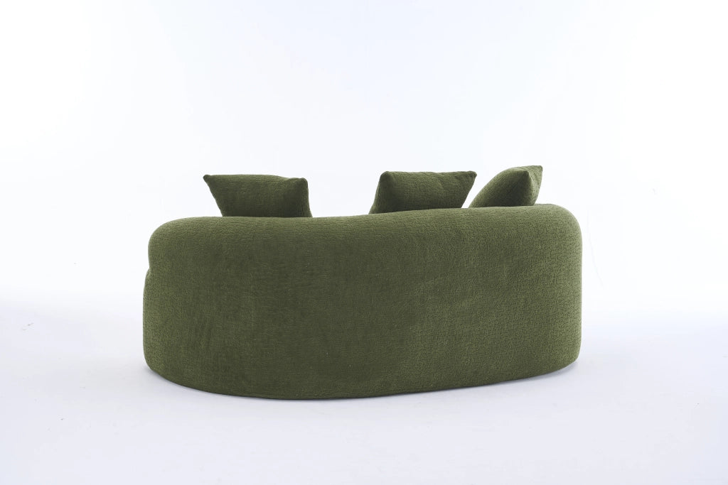 Divano a 2 posti in chenille verde con imbottitura in schiuma e molle insacchettate per ambienti compatti