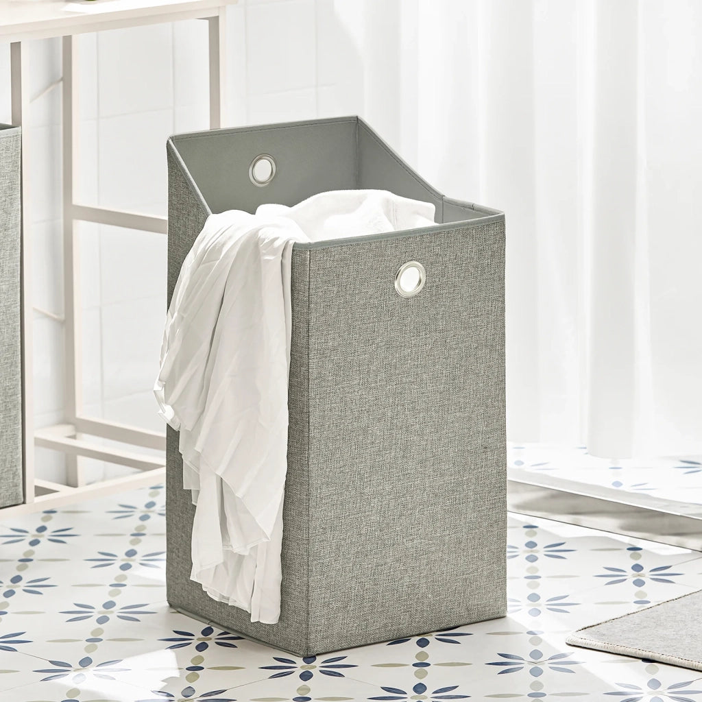 Mobiletto portabiancheria con 2 sacchetti Portabiancheria rimovibili Cesto della biancheria Mobiletto del bagno grigio BZR57-W