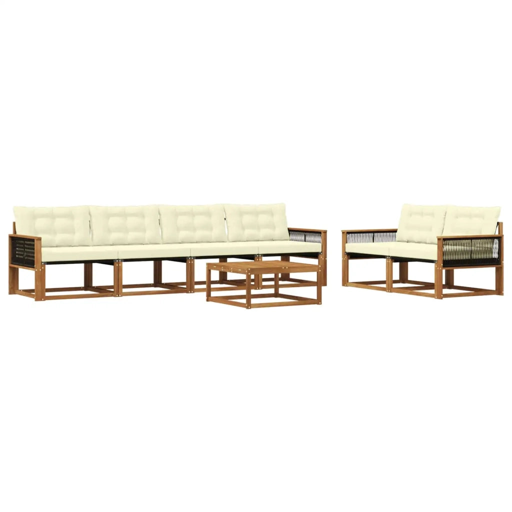 Set di divani da esterno con cuscino 7 pcs Naturale e Crema 3381262