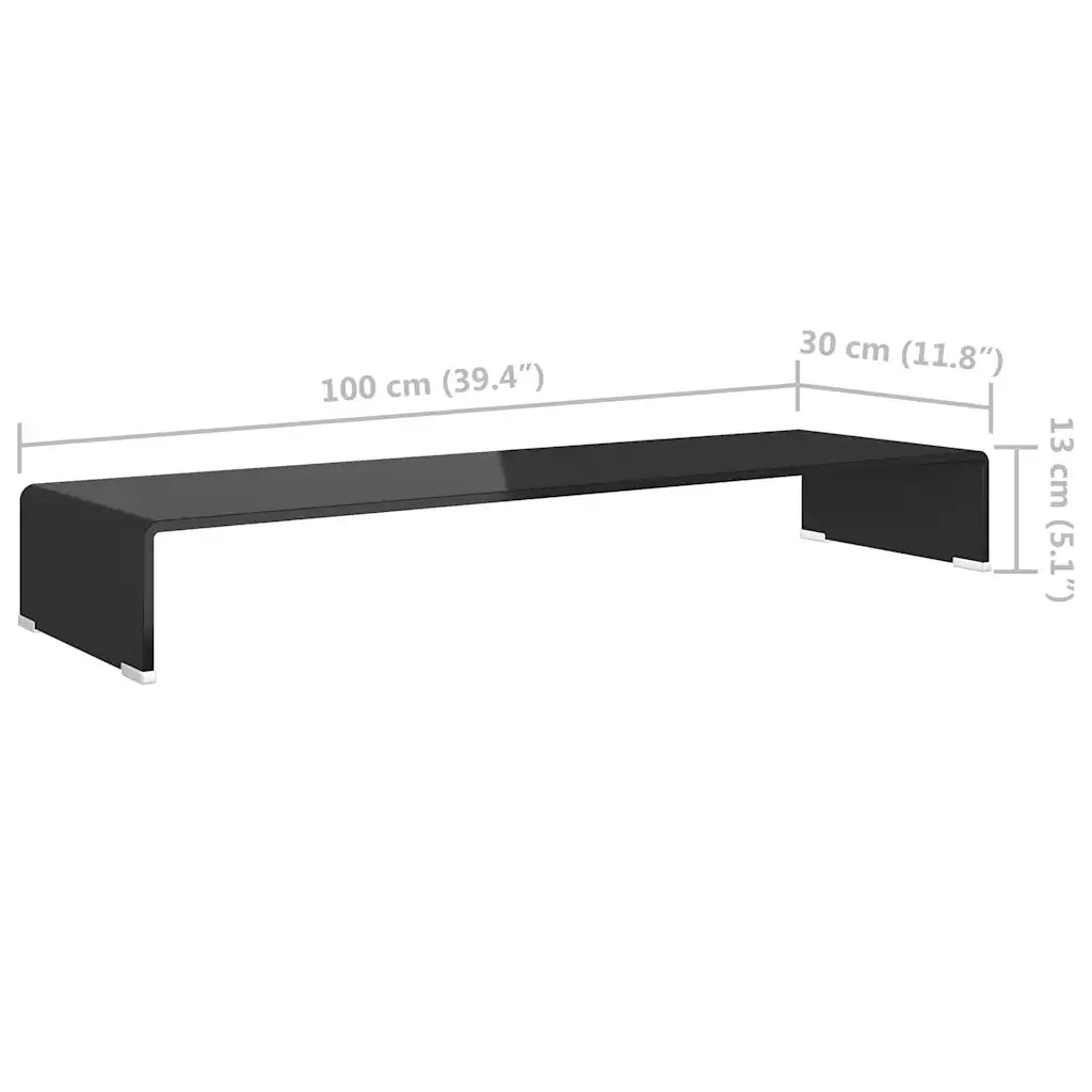Mobile/Rialzo Porta TV-Supporto per TV in Vetro Nero 100x30x13 cm