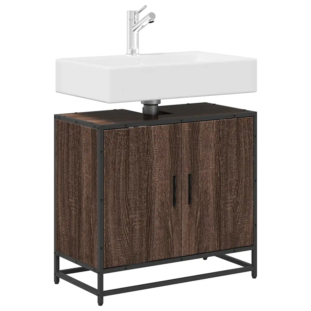Mobile Lavabo Bagno Rovere Marrone 65x33x60cm Legno Multistrato 849268