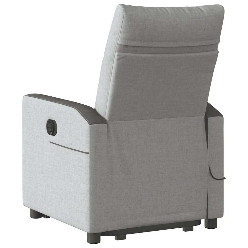 Poltrona Alzapersona Massaggi Elettrica Grigio Nuvola Tessuto