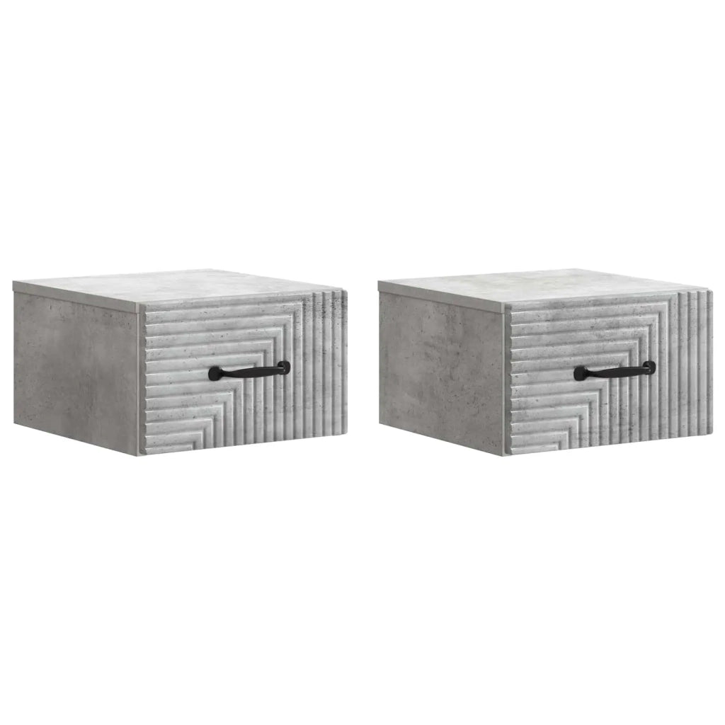 Mobiletto da notte a muro con cassetto 2 pcs Grigio Cemento 898602