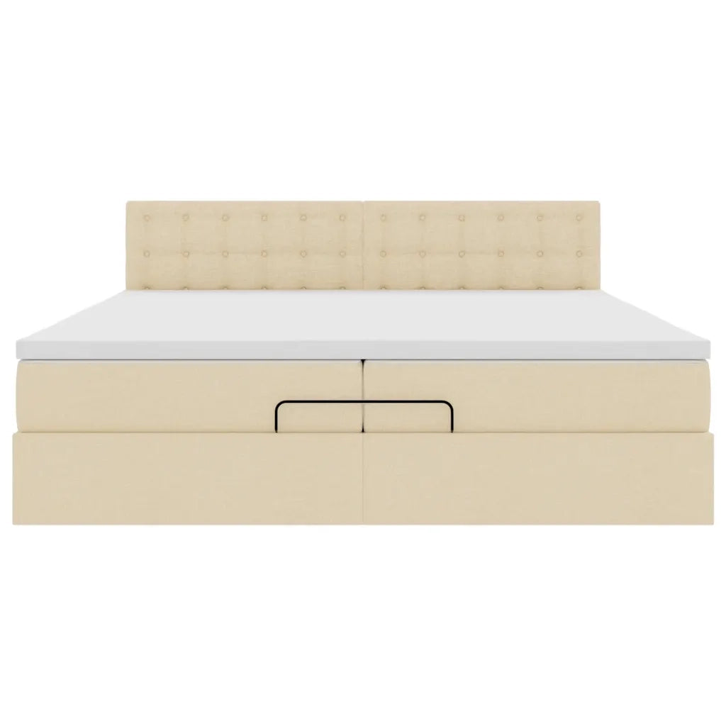 Struttura Letto Pouf con Materassi Crema 200x200 cm in Tessuto 3312504