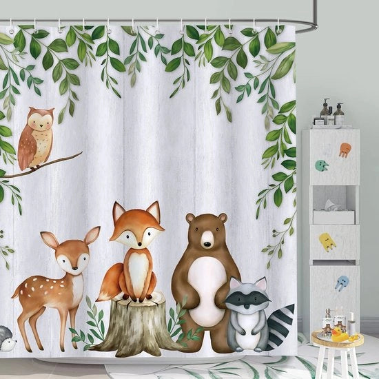Douchegordino 180x180 cm - Bosdieren - Impermeabile - Resistente alla muffa - Poliestere - Incluso 12 ganci - Doccia inumidificabile