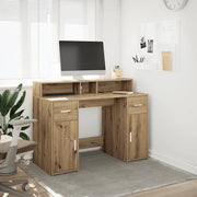 Scrivania con Luci LED Rovere 120x55x91 cm in Legno Multistrato