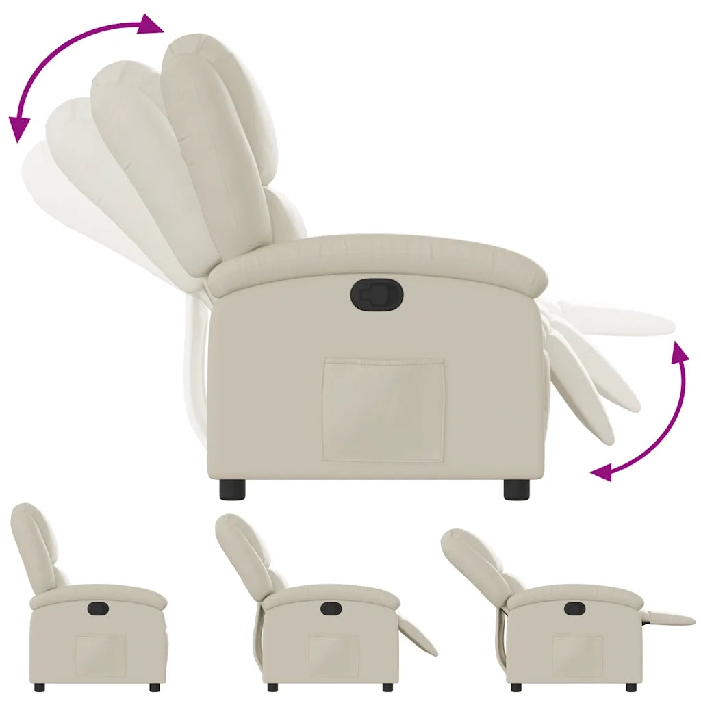 Divano Sedia-Poltrona Reclinabile Crema in Similpelle 693263
