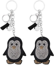 Sostegno per le chiavi con design di pinguino - Sostegno per le chiavi con cristalli - Sostegno per le chiavi con strass - Sostegno per le chiavi in pelle - Decorazione - Design giocoso