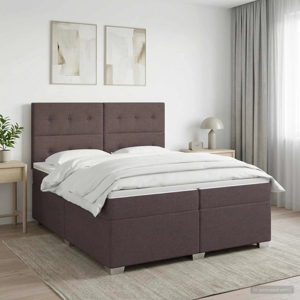 Letto box spring con materasso Marrone Scuro 200 x 200 cm 3453489