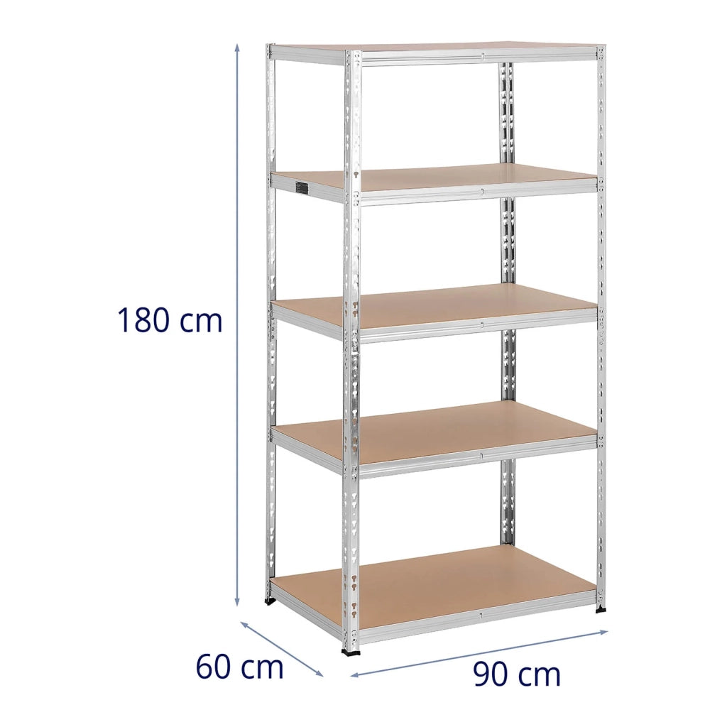 Ripiani per carichi pesanti 90 x 60 x 180 cm supporti 5 x 175 kg grigio 14_0008094