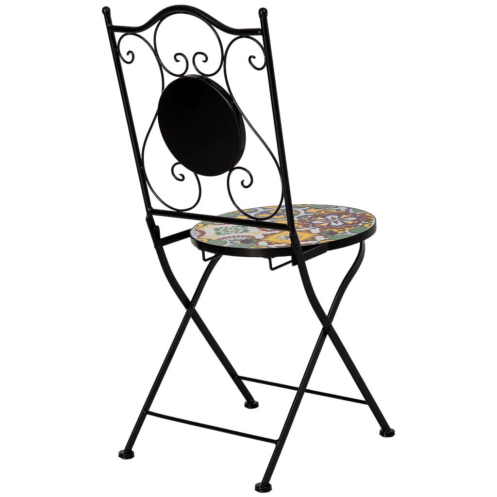 Tavolo e 2 sedie, metallo Giallo, 60x60x75h cm, 38x46x90h cm