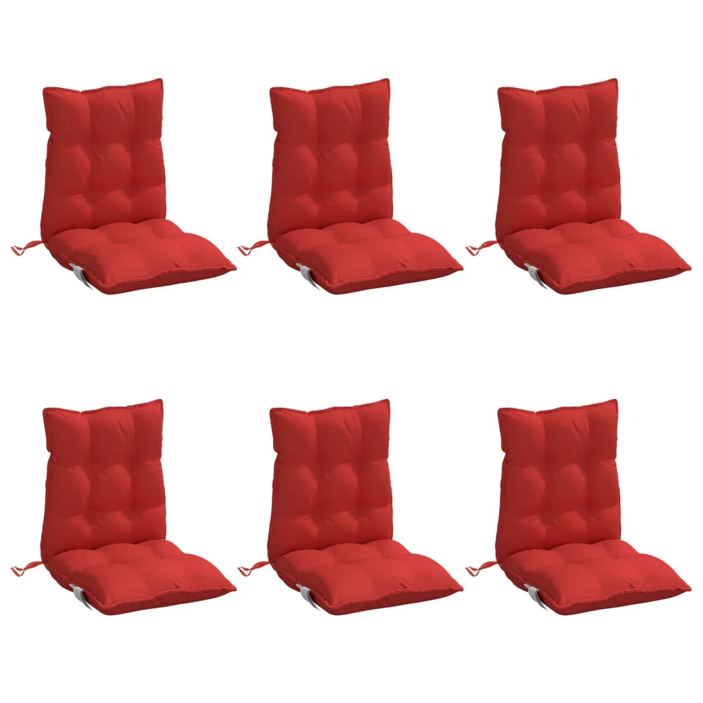 Cuscini per Sedia Schienale Basso 6 pz Rossi in Tessuto Oxford 377691