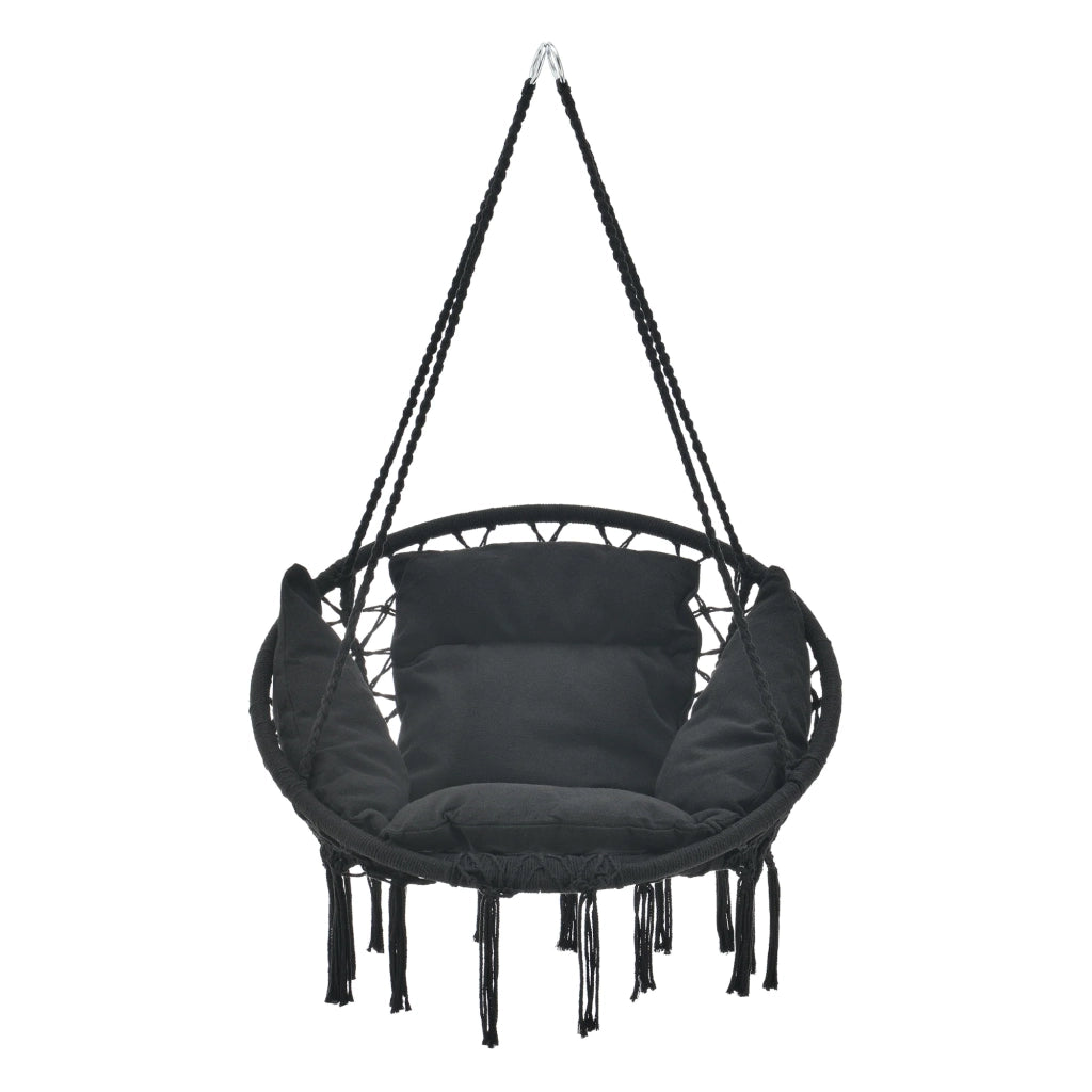 Amaca rotonda con cuscino sedia sospesa diametro seduta 60 cm nera 03_0006060
