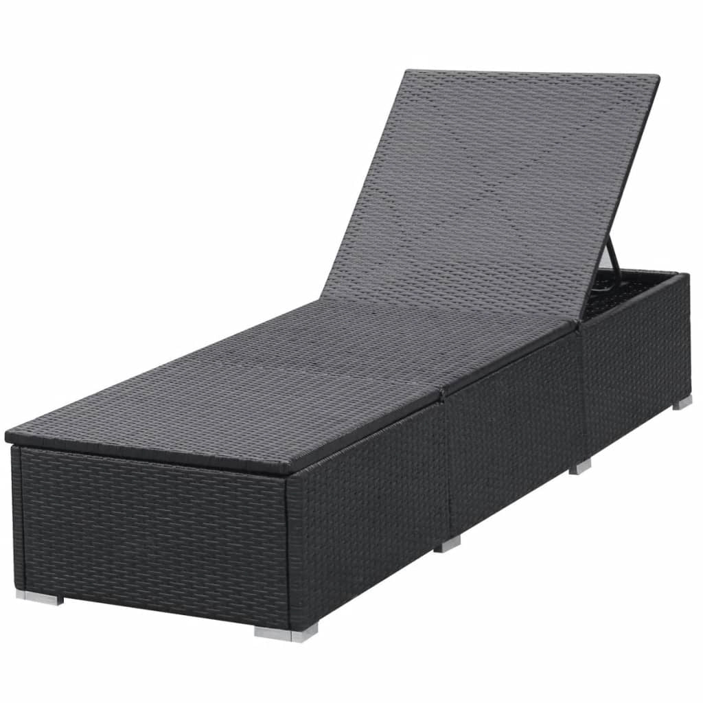 Set di 2 lettini prendisole sedie a sdraio lettini prendisole aiuole da giardino mobili da giardino mobili da esterno con cuscini resina intrecciata nera 02_0012157