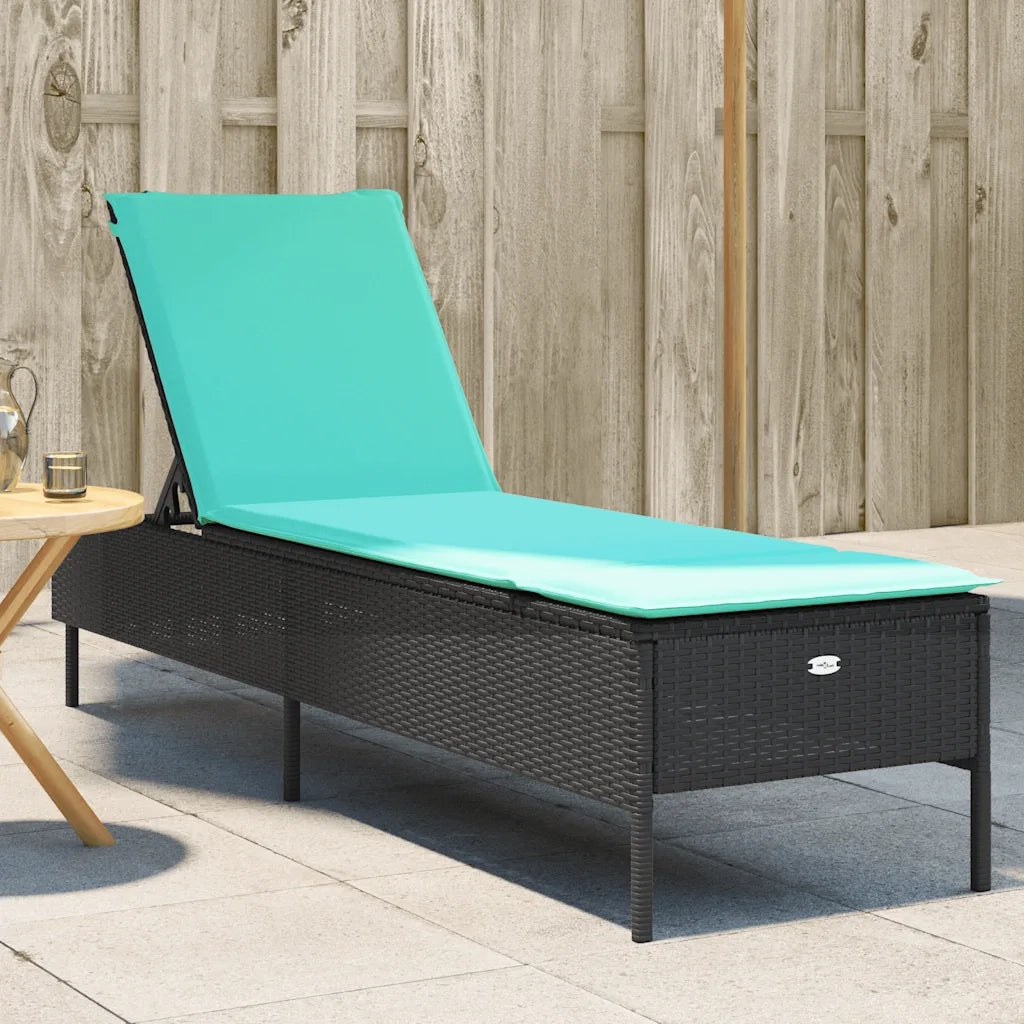 Lettino prendisole con Cuscino in Polyrattan Nero 4002727