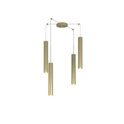Lampadario Industrial-Minimal Xeana Metallo Ottone 4 Luci Gu10