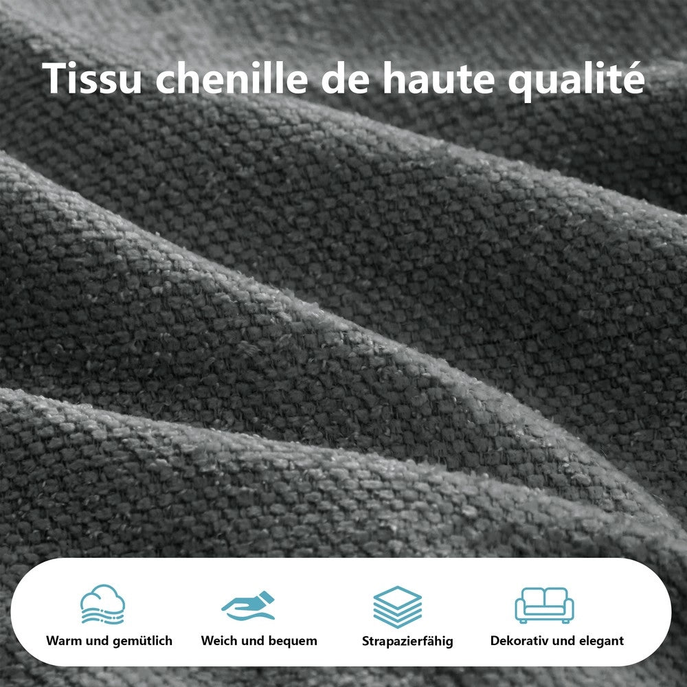 Divano 4 Posti in Tessuto Chenille con Cuscini ¨C Xylo ¨C Grigio