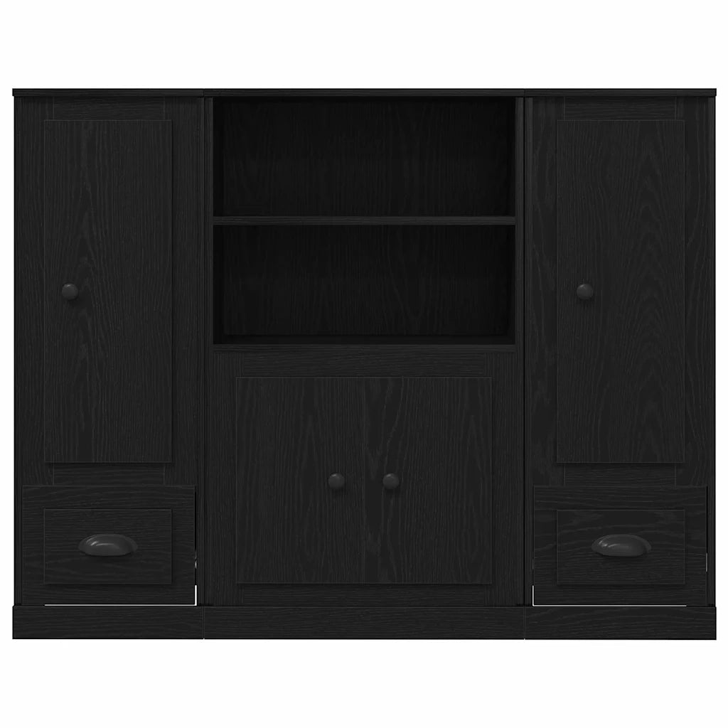 Credenza | Highboard Rovere Nero 132 x 35.5 x 103.5 cm Legno multistrato