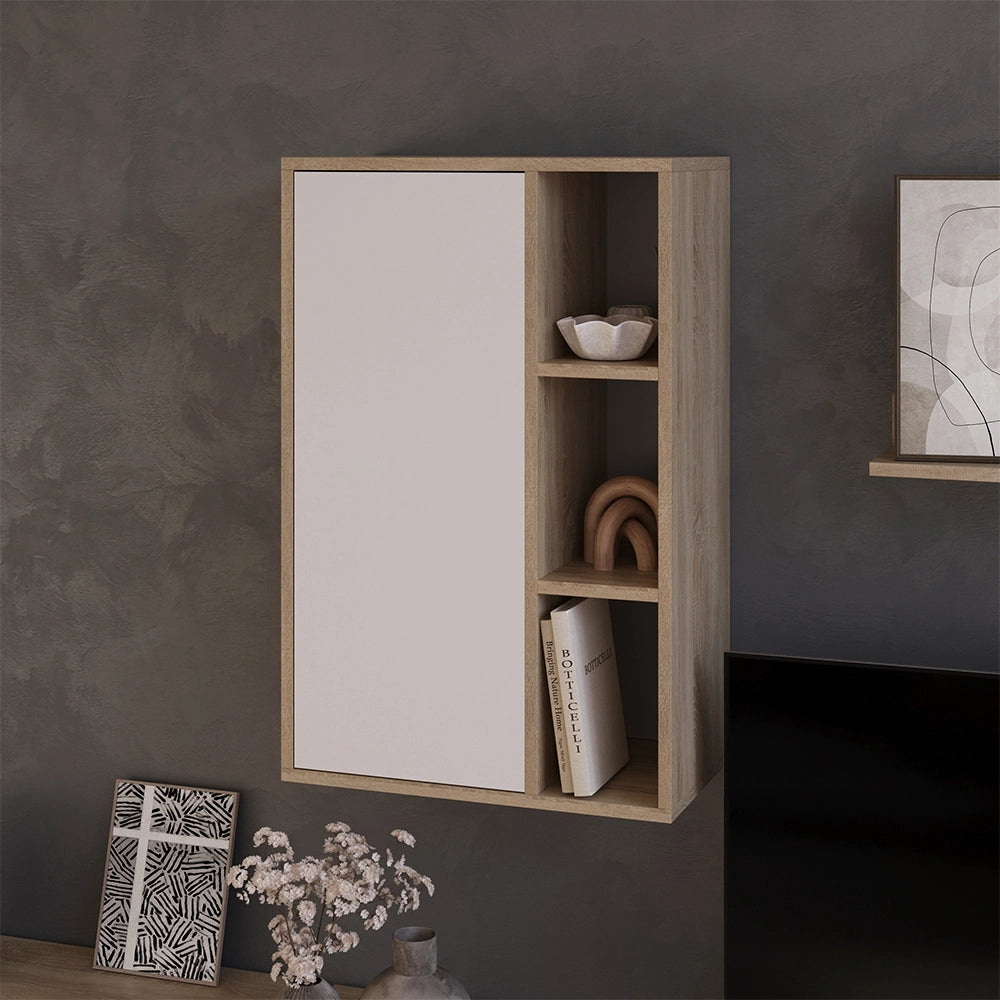 Vicco Libreria da parete Sonoma/Bianco 50.1 x 78.4 cm con 2 scomparti chiusi