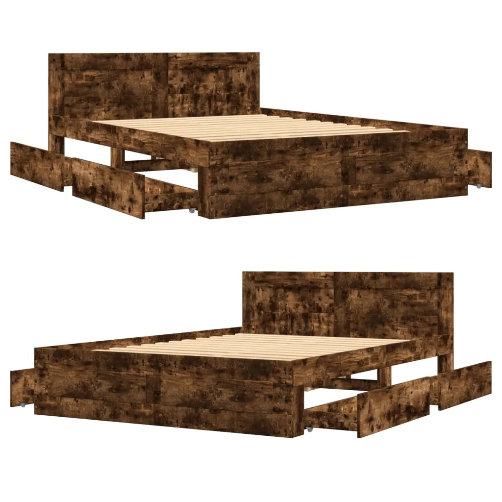 Giroletto con Testiera Rovere Fumo 120x200 cm Legno Multistrato 3295573