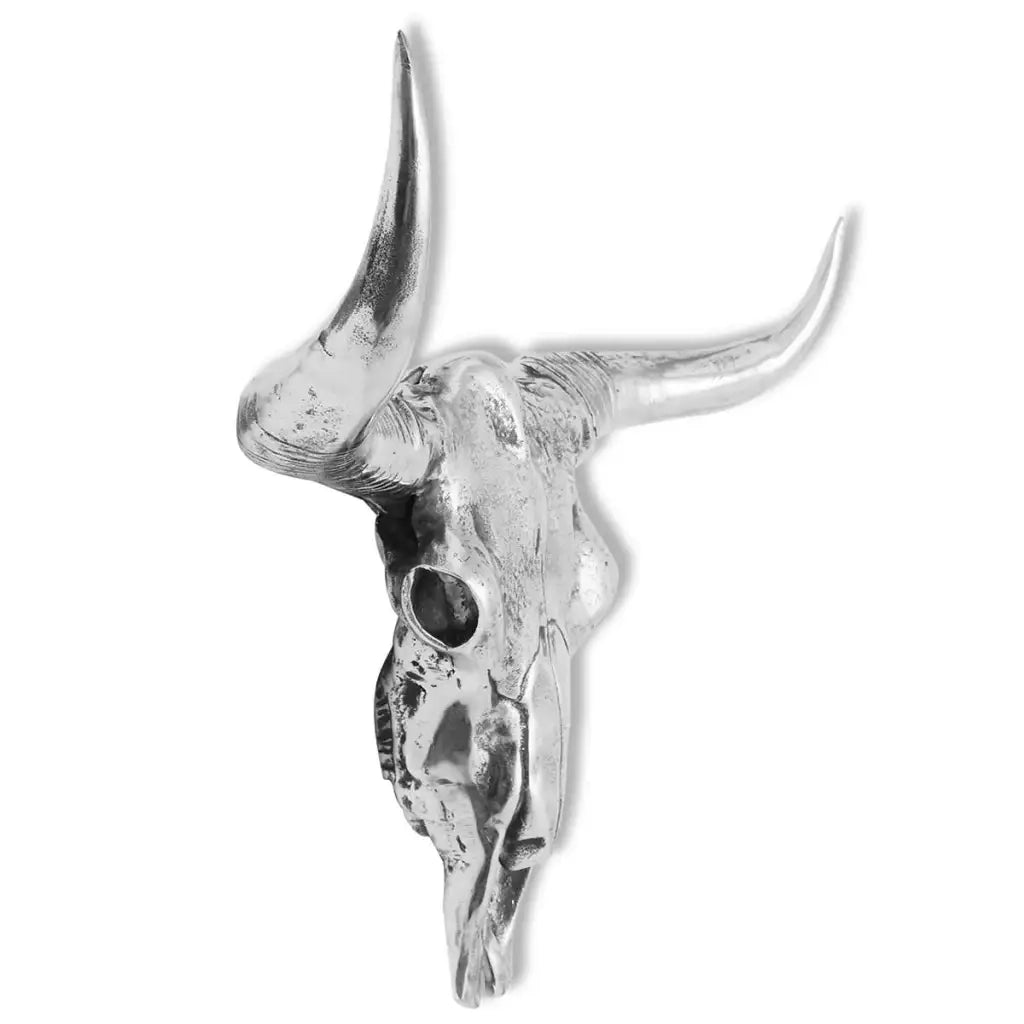 Decorazione Testa del Cranio a Parete in Alluminio Argento 243483